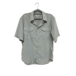 Filson Garment Mens Large Short Sleeve Button Up Shirt Gray Utility Pockets